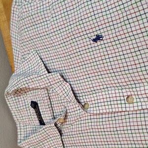 Polo Ralph Lauren Pink Green Red Plaid 100% Cotton Longsleeve Button Up Shirt Lg